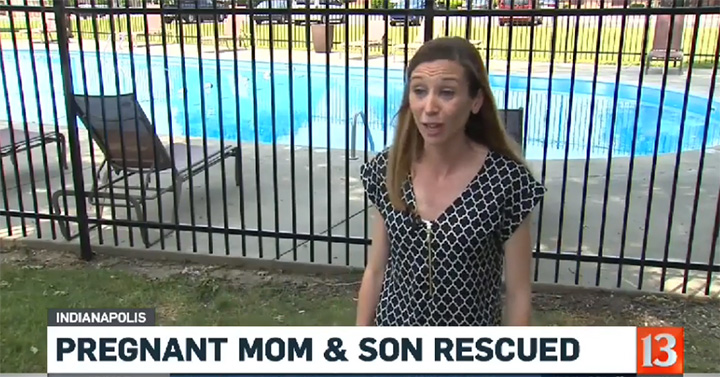 Heroic woman saves a drowning boy and his pregnant mom