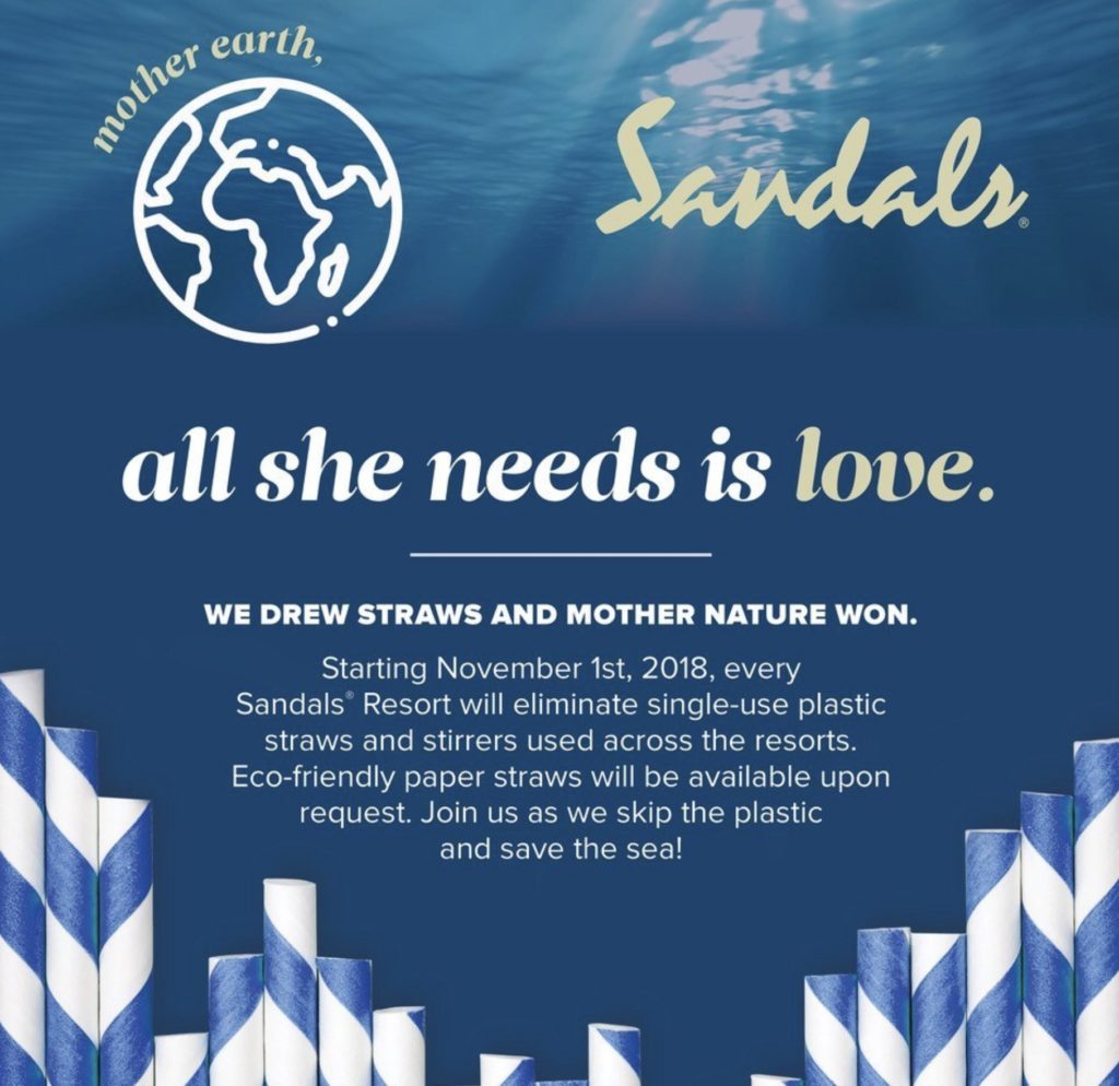 Sandals Resorts ditches single use straws across all its properties in the Caribbean