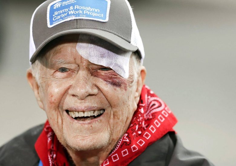 Despite a nasty fall, Jimmy Carter builds Habitat for Humanity homes in Tennessee