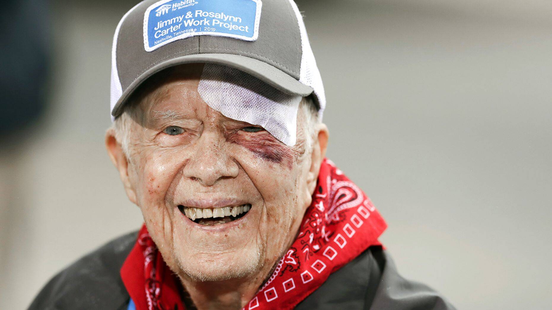 Despite a nasty fall, Jimmy Carter builds Habitat for Humanity homes in Tennessee