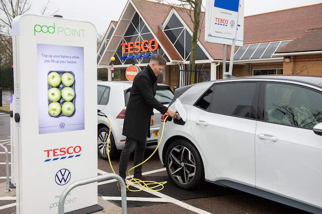 EV owners in the UK can now charge their vehicles for free while shopping at Tesco