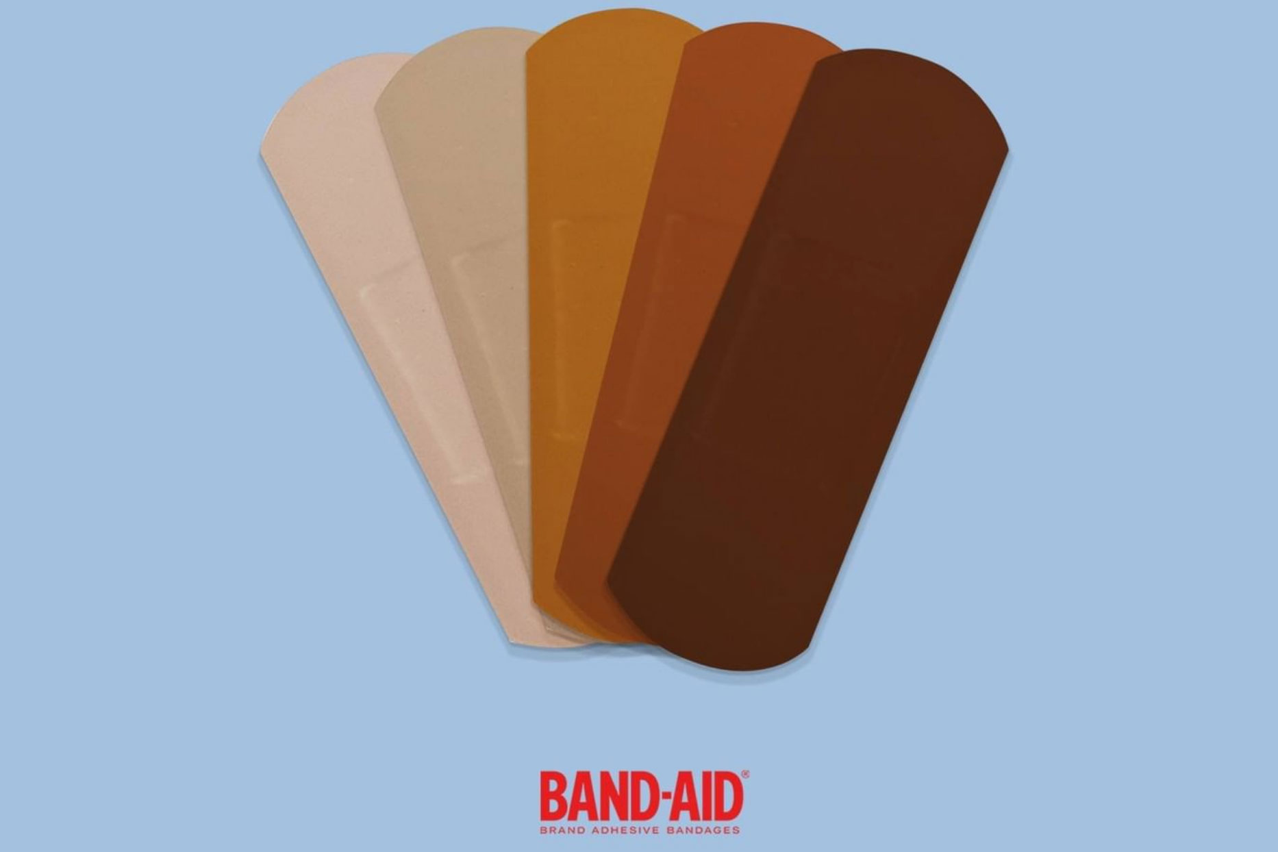 Band-aid announces its product range will include bandages with a range of skin tones