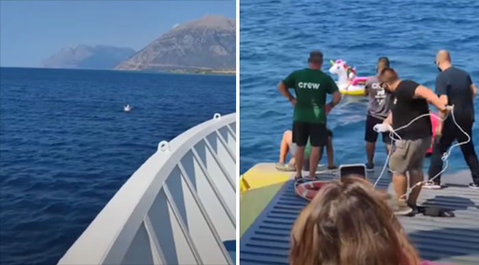 Little girl lost at sea rescued floating on an inflatable unicorn almost a mile away from the shore